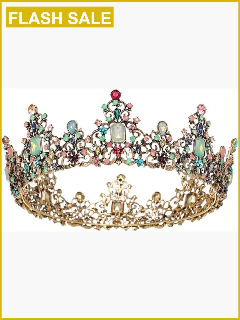 Vintage Baroque Queen Crown - Crystal Tiara For Wedding Prom Costume
